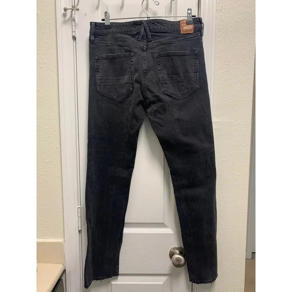 Free People We The Free Cuffed Slim Boyfriend Jeans Distressed Black Size 28 - Picture 3 of 5